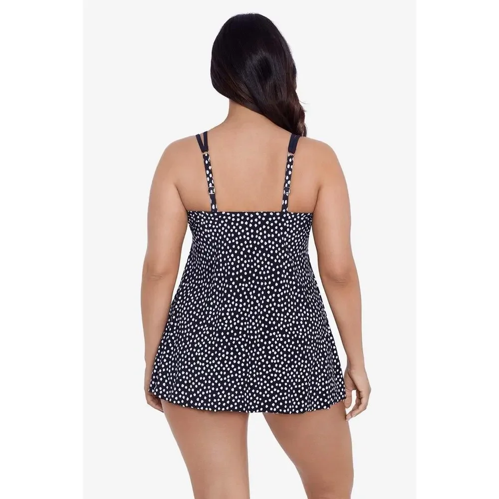 Trimshaper Tracey Black White Dots Funfetti Slimming Swim Dress NWT 22W - Picture 6 of 9